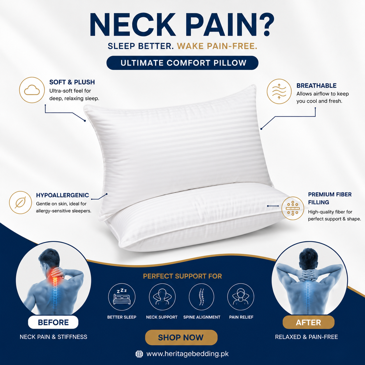 Comfort Plus Pillow – 1 year warranty