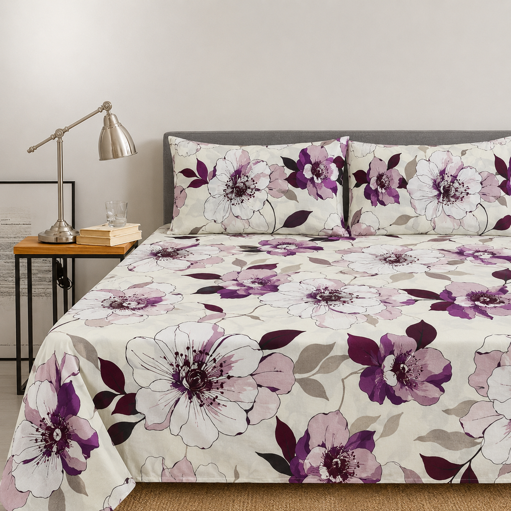 Purple Blossom Garden - Complete bedsheet