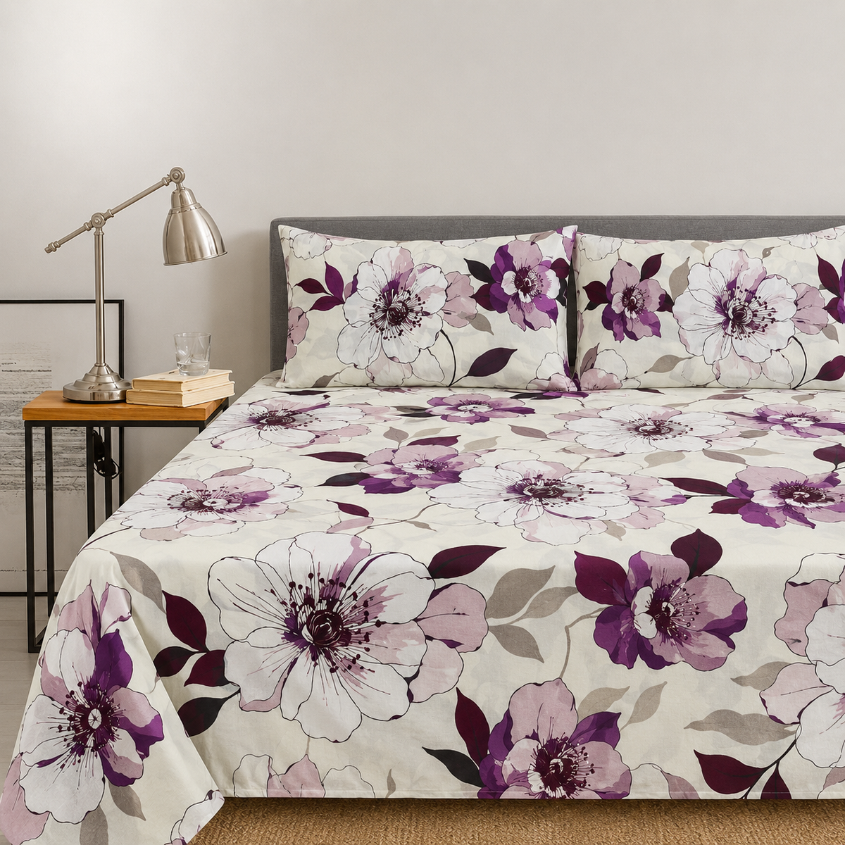 Purple Blossom Garden - Complete bedsheet